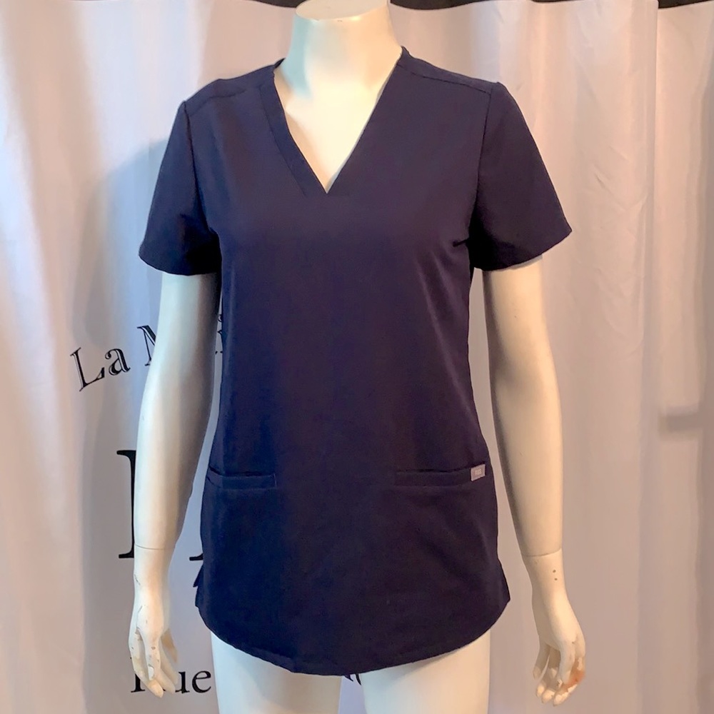 FIGS Navy Blue Casma 3 Picket Scrub Top XXS